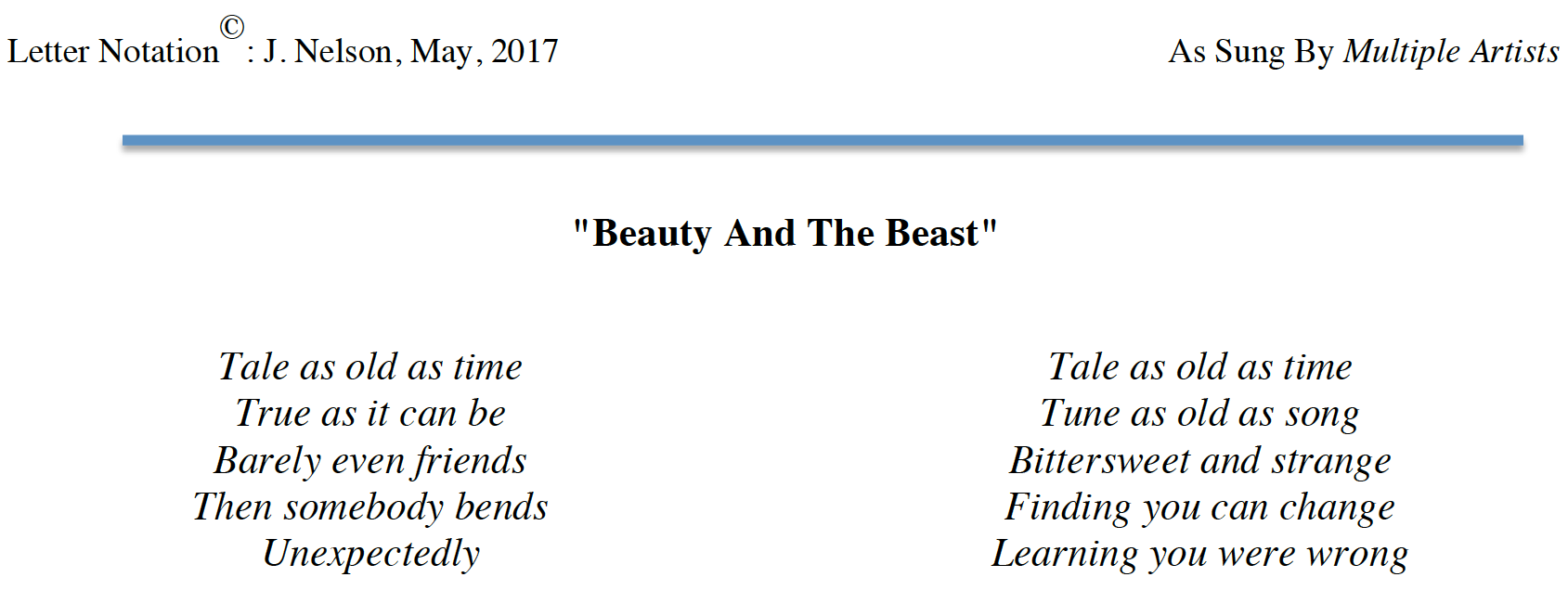 Beauty And The Beast Piano Chords Letters Sheet and Chords Collection